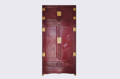 宁德高端中式家居装修深红色纯实木衣柜