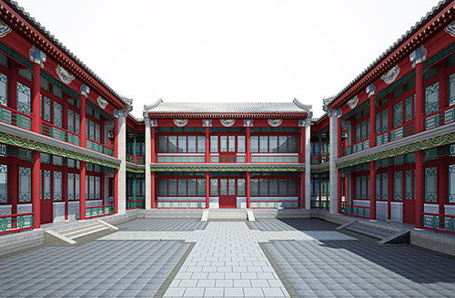 宁德北京四合院设计古建筑鸟瞰图展示